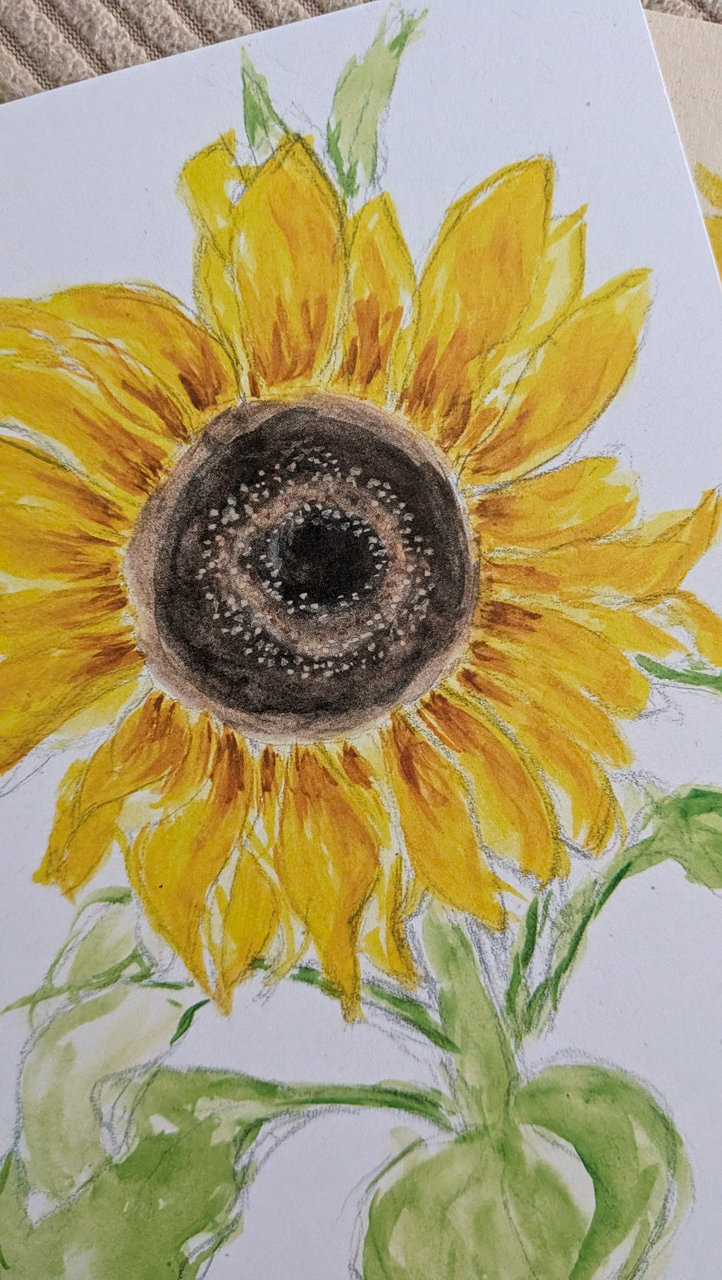 Watercolour Sunflower Painting Print - A5